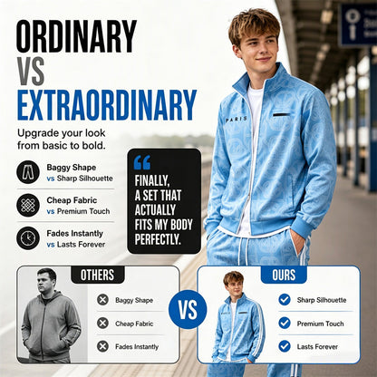 ✨Men's Geometric Print Full-Zip Jacket & Pants Set