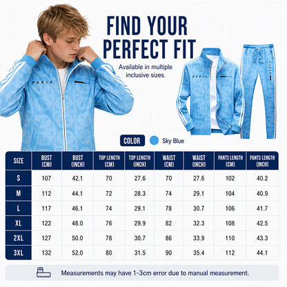 ✨Men's Geometric Print Full-Zip Jacket & Pants Set