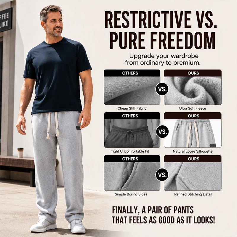 Men's Casual Wide-Leg Sweatpants with Pockets