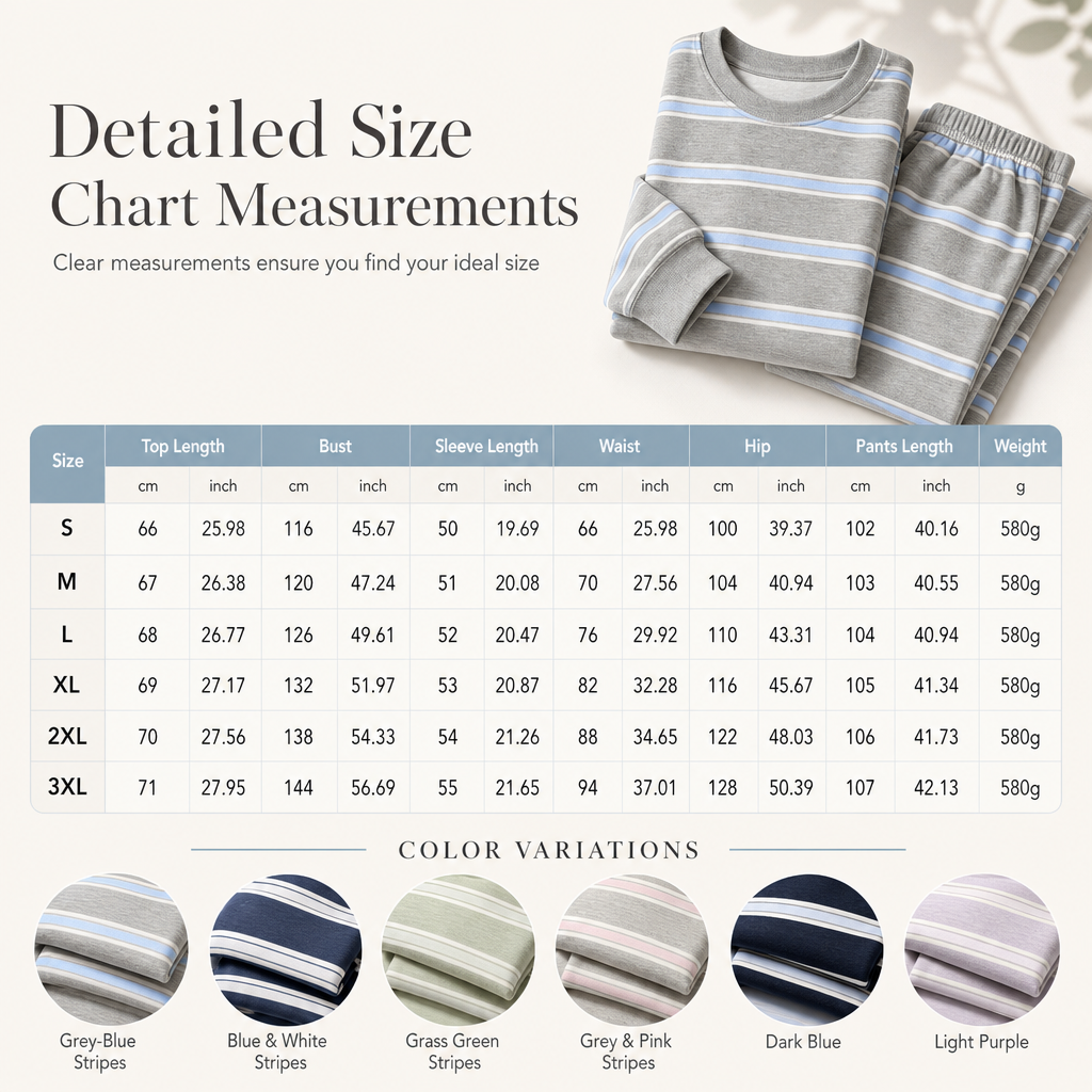 Womens Casual Long Sleeve Top and Pants Two Piece Set Fashion Striped Lounge Set
