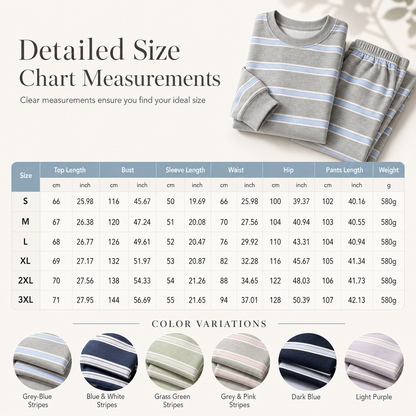 Womens Casual Long Sleeve Top and Pants Two Piece Set Fashion Striped Lounge Set