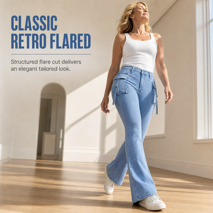 ✨👖Women's High Stretch Slim Fit Cargo Flare Jeans with Flap Pockets✨𝘉𝘶𝘺 𝘢𝘯𝘺 2 𝘢𝘯𝘥 𝘨𝘦𝘵 𝘢𝘯 𝘦𝘹𝘵𝘳𝘢 8% 𝘥𝘪𝘴𝘤𝘰𝘶𝘯𝘵