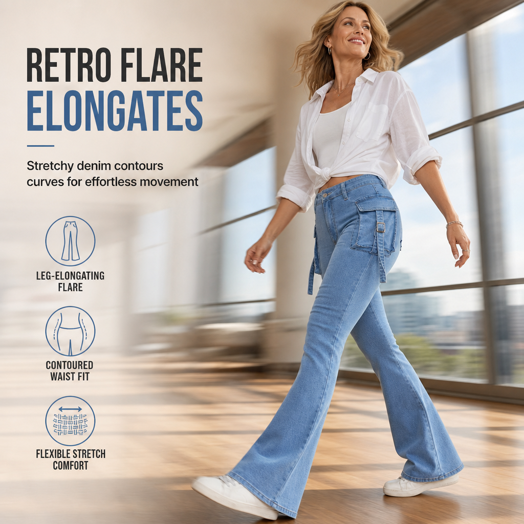 ✨👖Women's High Stretch Slim Fit Cargo Flare Jeans with Flap Pockets✨𝘉𝘶𝘺 𝘢𝘯𝘺 2 𝘢𝘯𝘥 𝘨𝘦𝘵 𝘢𝘯 𝘦𝘹𝘵𝘳𝘢 8% 𝘥𝘪𝘴𝘤𝘰𝘶𝘯𝘵