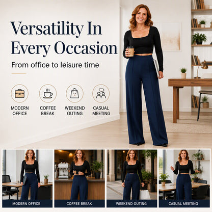 Women's Casual High-Waisted Wide-Leg Pants