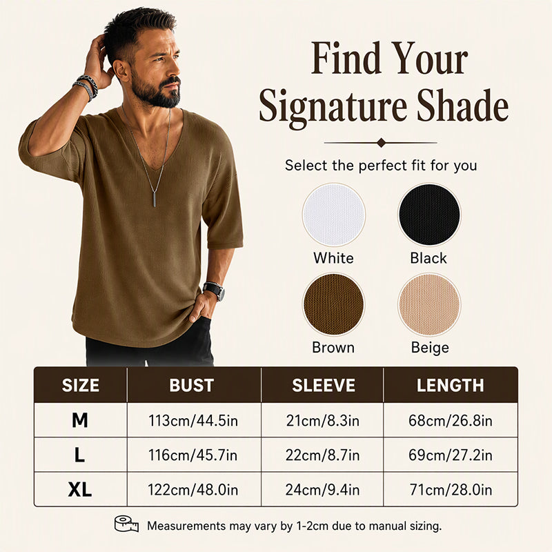 Men's Casual V-Neck Knit T-Shirt
