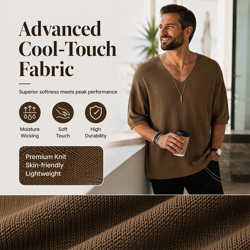 Men's Casual V-Neck Knit T-Shirt