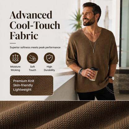Men's Casual V-Neck Knit T-Shirt