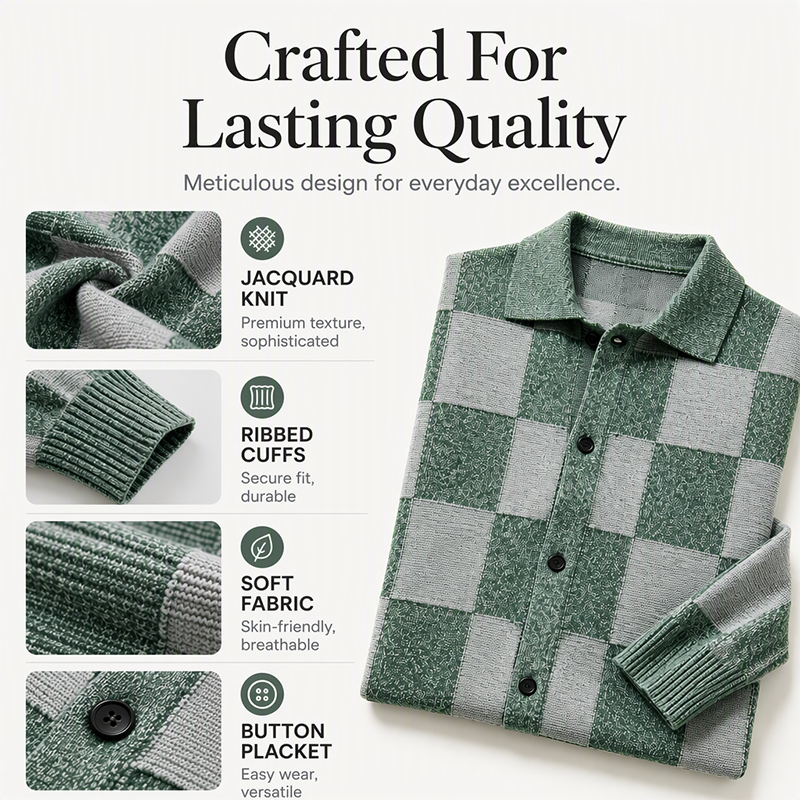 🍂Fall & Winter Warmth, Layer or Wear Alone🧶 Men's Vintage Checkerboard Sweater – Warm Knit, Versatile Wear ✨