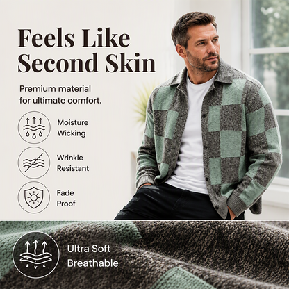 🍂Fall & Winter Warmth, Layer or Wear Alone🧶 Men's Vintage Checkerboard Sweater – Warm Knit, Versatile Wear ✨