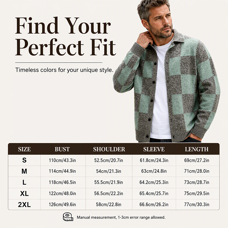 🍂Fall & Winter Warmth, Layer or Wear Alone🧶 Men's Vintage Checkerboard Sweater – Warm Knit, Versatile Wear ✨