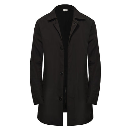 Men's Minimalist Single-Breasted Mid-Length Coat