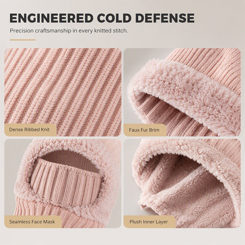 Women's Winter One-Piece Knitted Beanie Scarf Mask