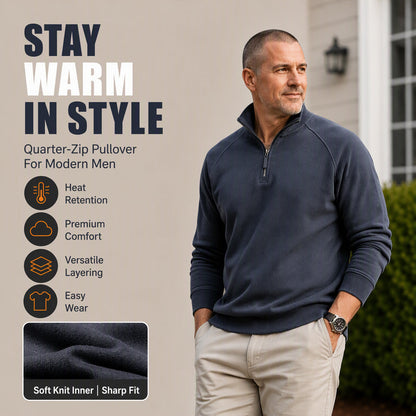 💖Men's quarter-zip sweater with a stand-up collar
