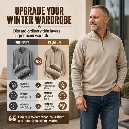 💖Men's quarter-zip sweater with a stand-up collar