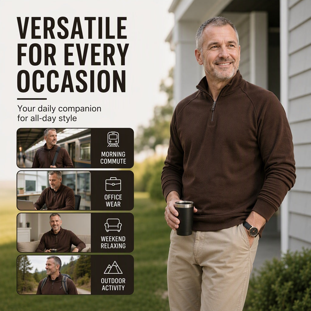 💖Men's quarter-zip sweater with a stand-up collar