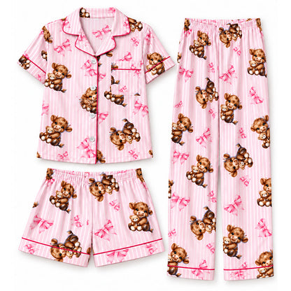 Women's Highland Cow Print 3-Piece Pajama Set 🐮 | Cozy Lounge & Sleepwear | Free Shipping 🚚✨