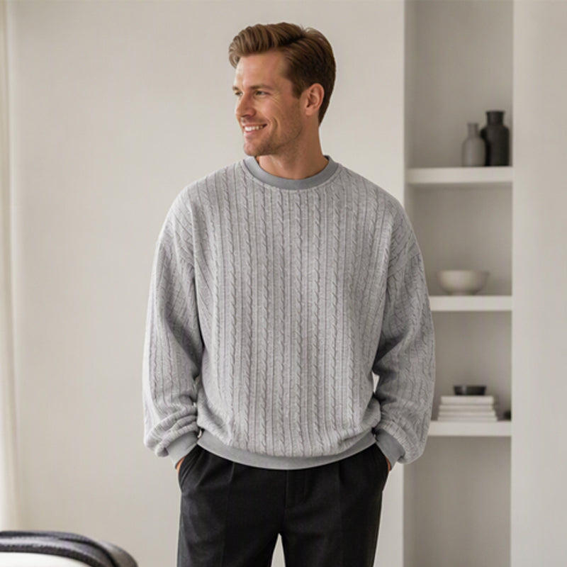 Men's Cable Knit Crewneck Sweatshirt
