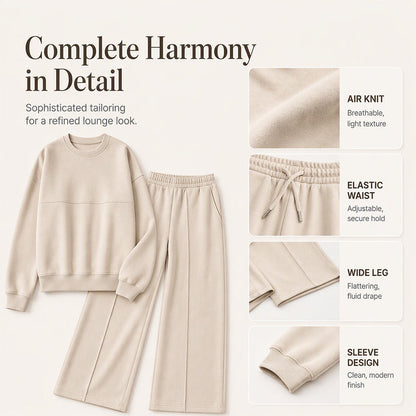 ✨ 50% OFF | Women's 2-Piece Crewneck & Wide-Leg Lounge Set – Soft Air-Knit