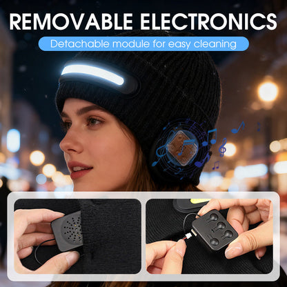 Rechargeable Bluetooth Beanie Hat with Light