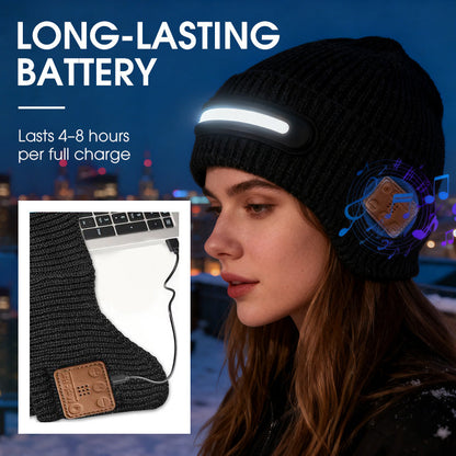 Rechargeable Bluetooth Beanie Hat with Light