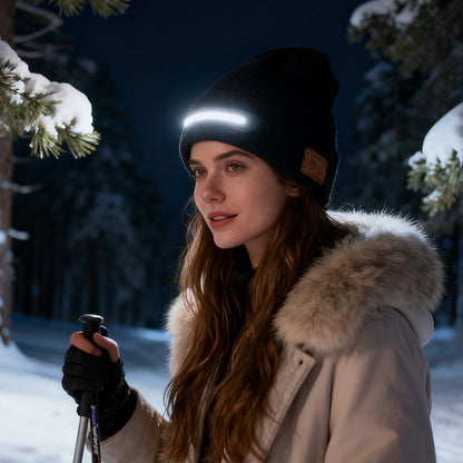 Rechargeable Bluetooth Beanie Hat with Light
