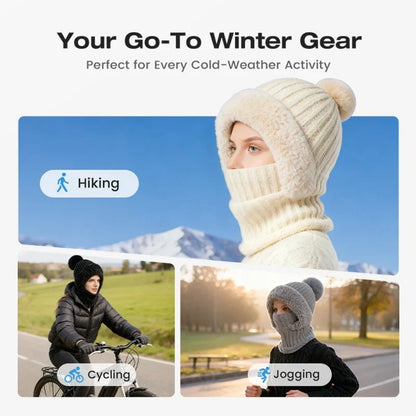 Women's Winter One-Piece Knitted Beanie Scarf Mask-1