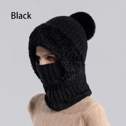 Women's Winter One-Piece Knitted Beanie Scarf Mask-1