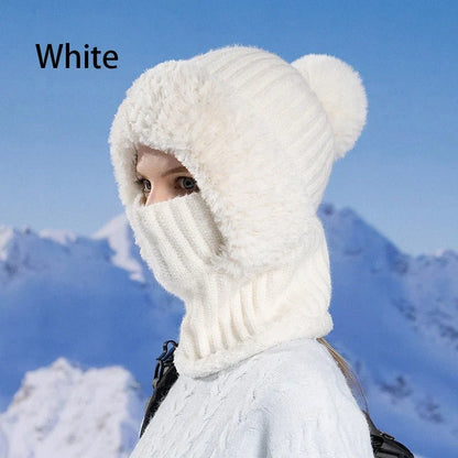 Women's Winter One-Piece Knitted Beanie Scarf Mask-1