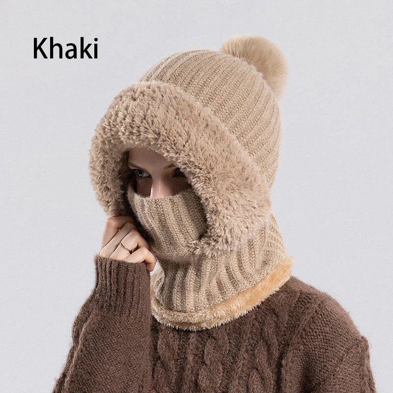 Women's Winter One-Piece Knitted Beanie Scarf Mask-1