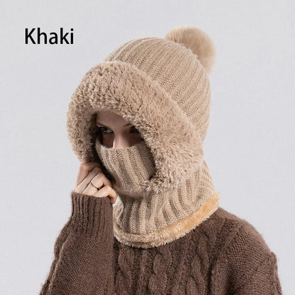Women's Winter One-Piece Knitted Beanie Scarf Mask-1