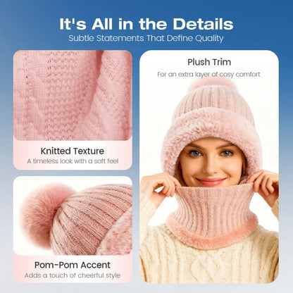Women's Winter One-Piece Knitted Beanie Scarf Mask-1