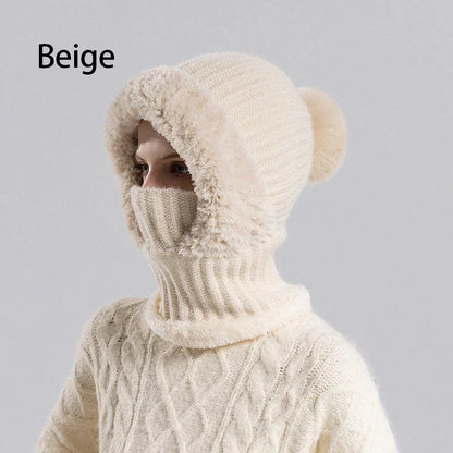 Women's Winter One-Piece Knitted Beanie Scarf Mask-1