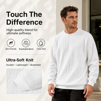 ⏰ Seasonal changeover sale: 50% off – quality at half the price! ✨Men's Cable Knit Crewneck Sweatshirt