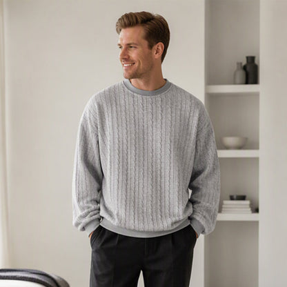 ⏰ Seasonal changeover sale: 50% off – quality at half the price! ✨Men's Cable Knit Crewneck Sweatshirt