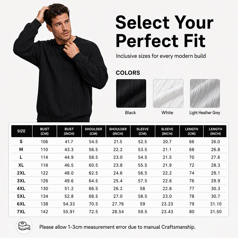 ⏰ Seasonal changeover sale: 50% off – quality at half the price! ✨Men's Cable Knit Crewneck Sweatshirt