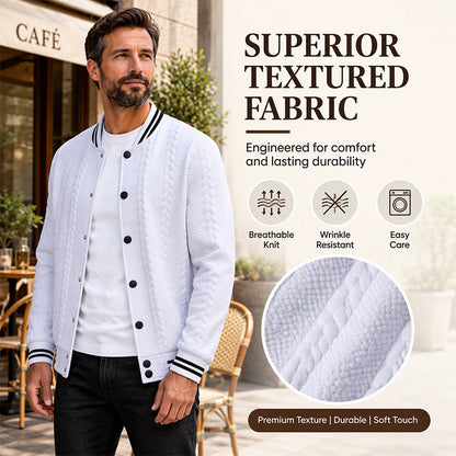 Men's Casual Jacquard Baseball Jacket