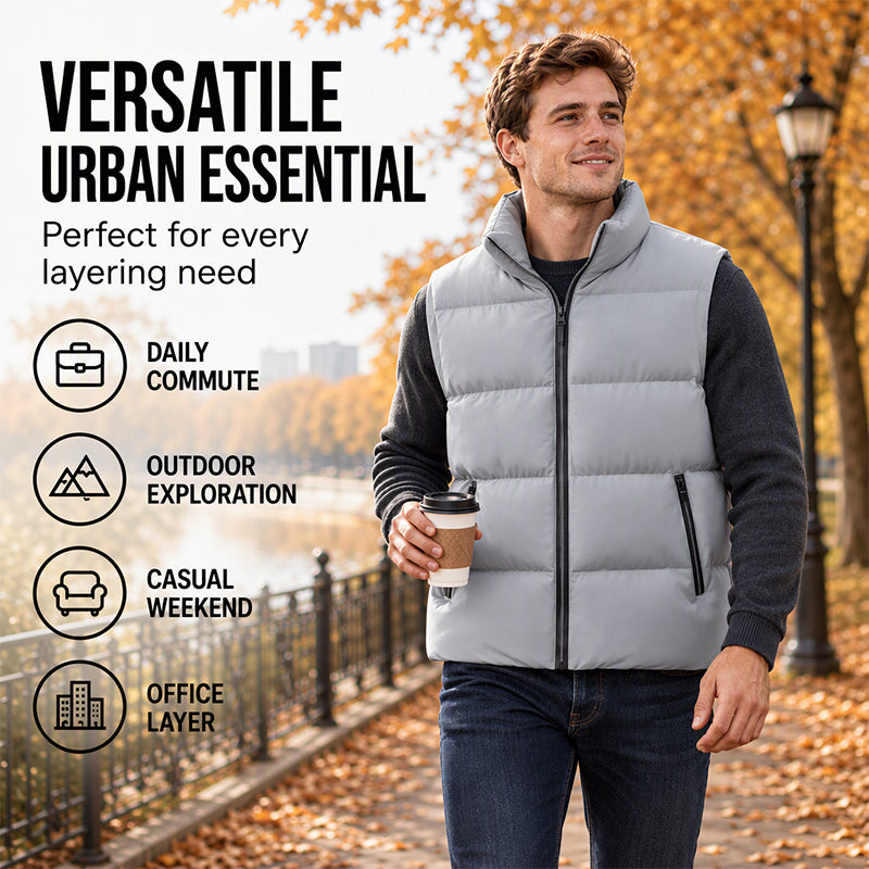 Men's Classic Stand Collar Padded Vest