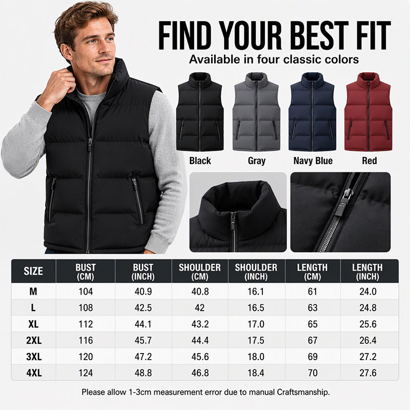 Men's Classic Stand Collar Padded Vest
