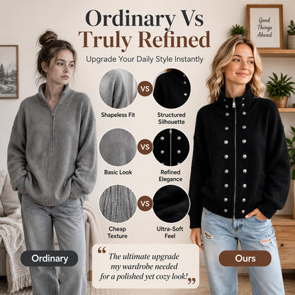Women's Stand Collar Double-Breasted Knit Cardigan
