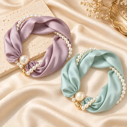 🧣 Pearl Scarf Necklace – Timeless Elegance, Adjustable Bow & Piercing-Free Jewellery 🤍