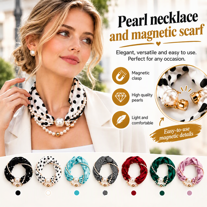 🧣 Pearl Scarf Necklace – Timeless Elegance, Adjustable Bow & Piercing-Free Jewellery 🤍