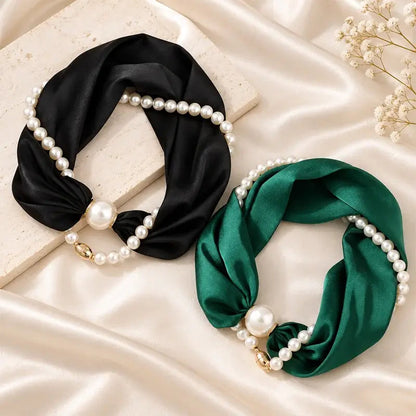 🧣 Pearl Scarf Necklace – Timeless Elegance, Adjustable Bow & Piercing-Free Jewellery 🤍