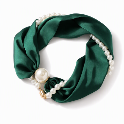 🧣 Pearl Scarf Necklace – Timeless Elegance, Adjustable Bow & Piercing-Free Jewellery 🤍