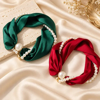 🧣 Pearl Scarf Necklace – Timeless Elegance, Adjustable Bow & Piercing-Free Jewellery 🤍