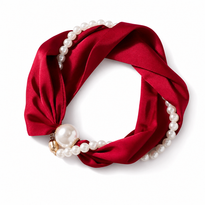🧣 Pearl Scarf Necklace – Timeless Elegance, Adjustable Bow & Piercing-Free Jewellery 🤍