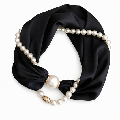 🧣 Pearl Scarf Necklace – Timeless Elegance, Adjustable Bow & Piercing-Free Jewellery 🤍