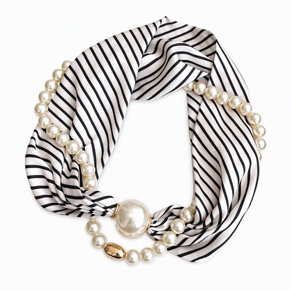 🧣 Pearl Scarf Necklace – Timeless Elegance, Adjustable Bow & Piercing-Free Jewellery 🤍