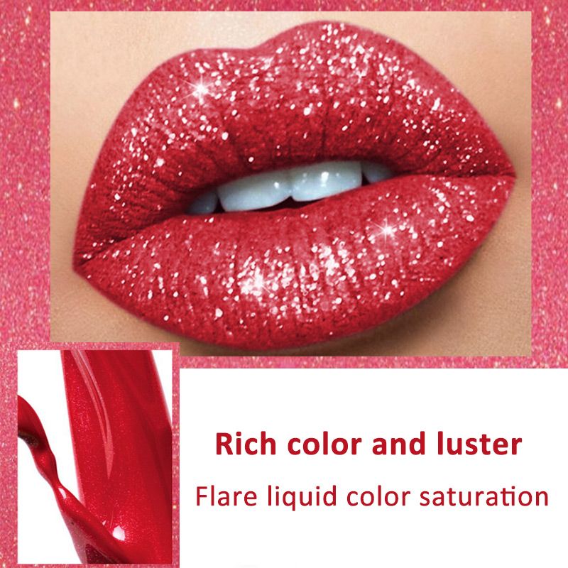 Diamond Lip Gloss Matte To Glitter Liquid Lipstick Wodoodporna pomadka w płynie
