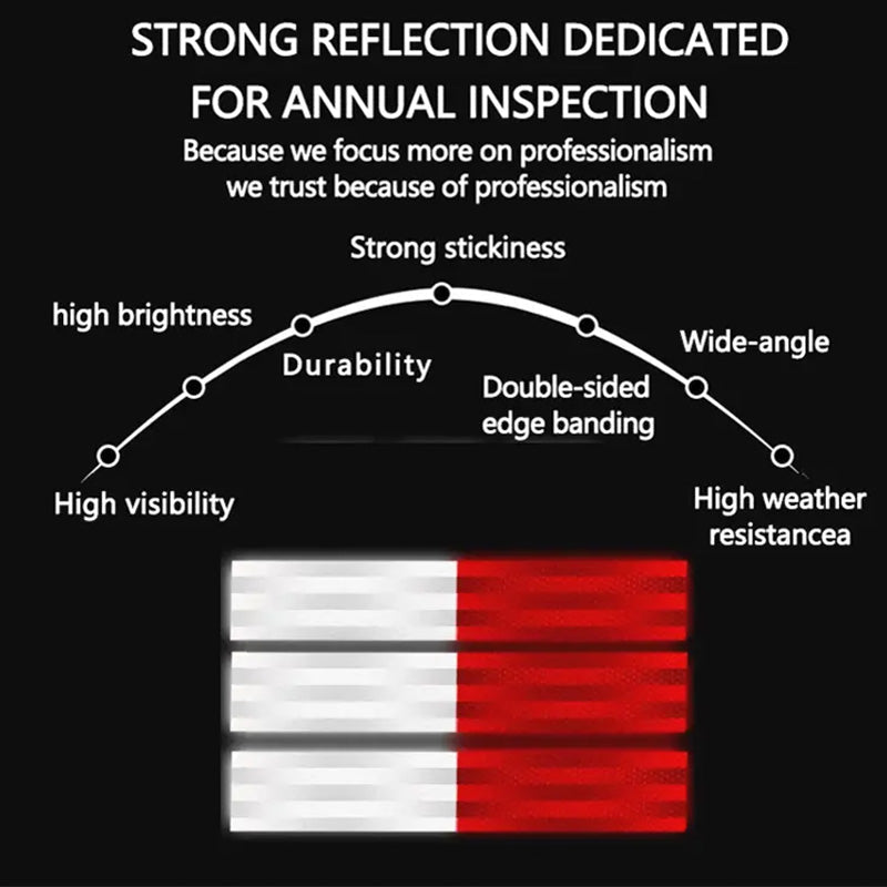 🚗Bezpieczna jazda nocą✨Czerwono-białe odblaskowe taśmy ostrzegawcze